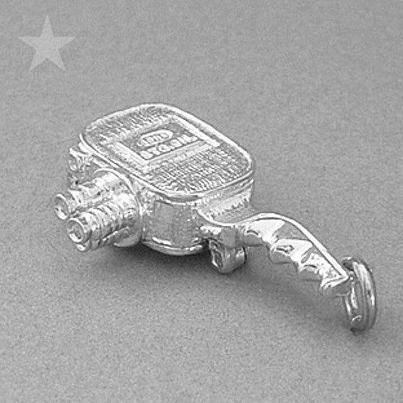Opening Movie Camera Charm Pendant in Sterling Silver or Gold