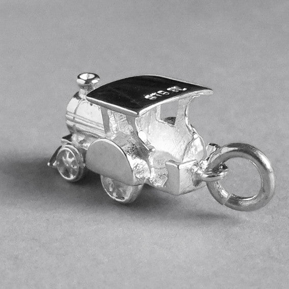 Moving Train Charm in Sterling Silver or Gold