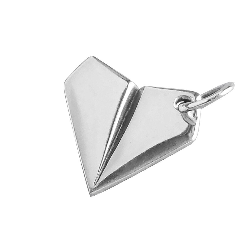 Sterling Silver Paper Airplane Charm Necklace