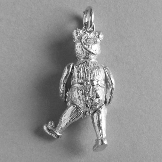 Moving Teddy Bear Charm in Sterling Silver or Gold