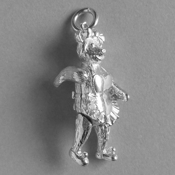 Moving Teddy Bear Charm in Sterling Silver or Gold