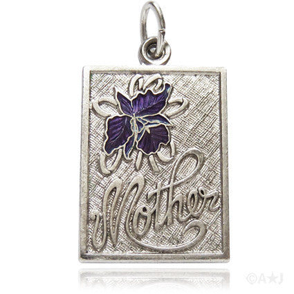 Sterling silver purple enamel iris orchid mother flower charm