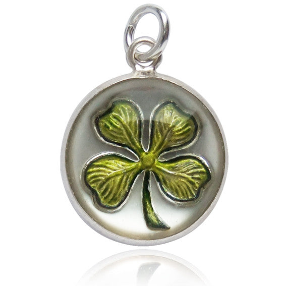 Vintage Reverse Crystal Four Leaf Clover Charm