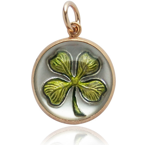 Vintage Reverse Crystal Four Leaf Clover Charm