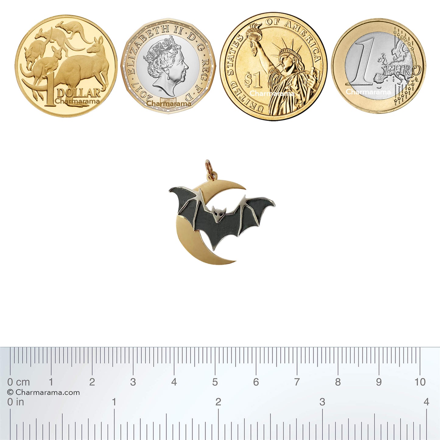 bat and moon charm