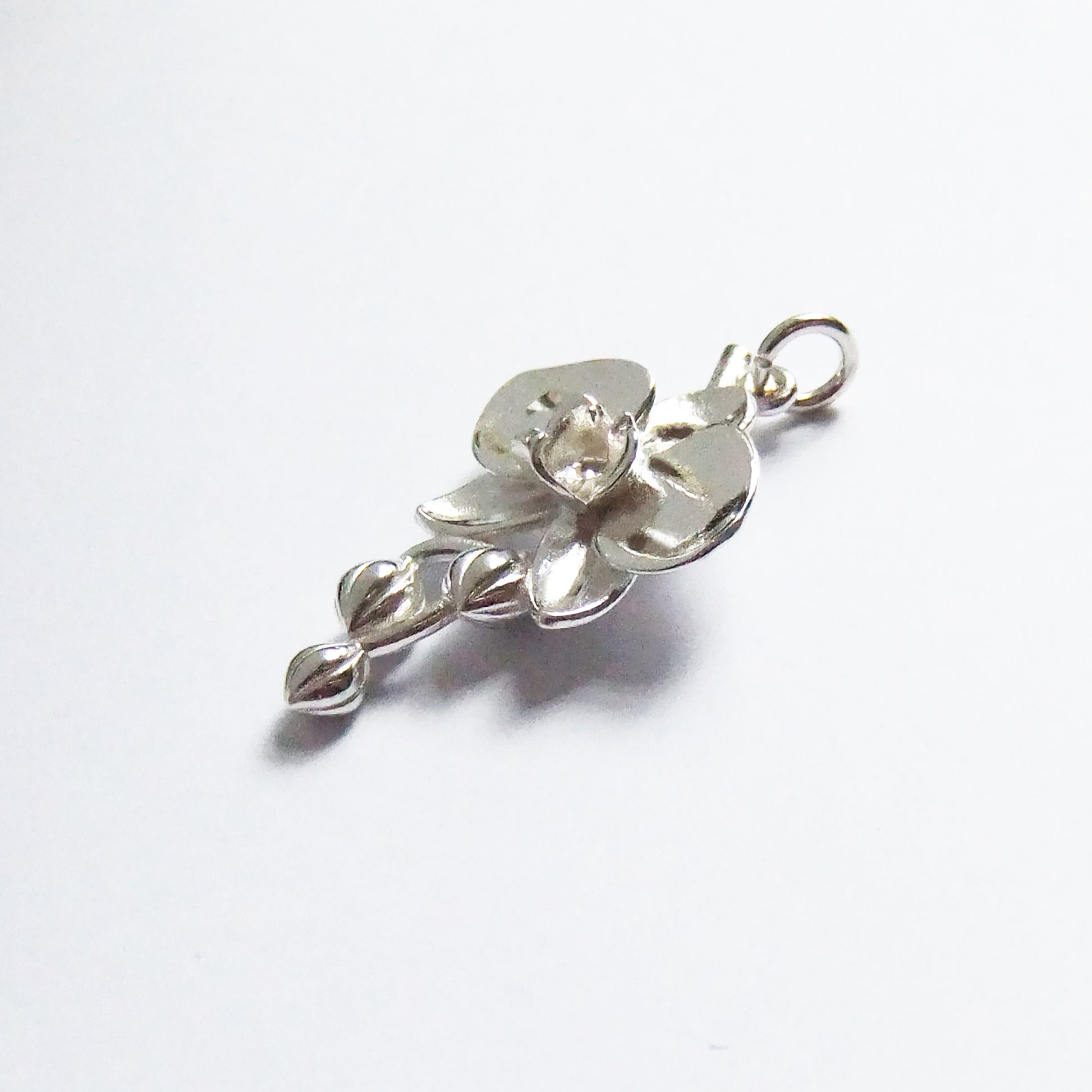 moth orchid flower charm in sterling silver