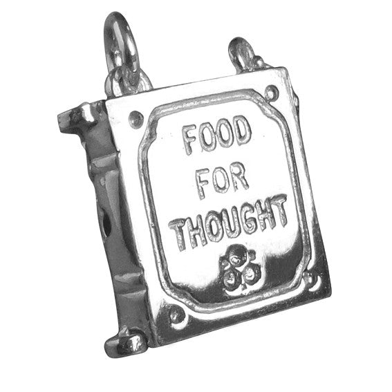 Bookworm in Book Charm Sterling Silver on white background