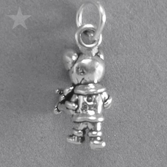 silver cat and fiddle charm back view on grey background