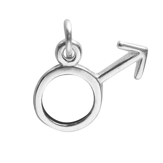 sterling silver male gender symbol on white background