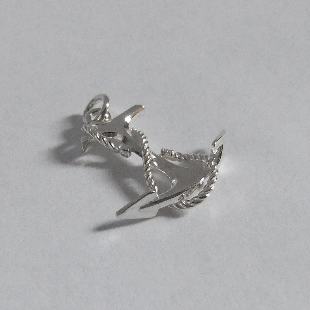 sterling silver anchor and rope charm