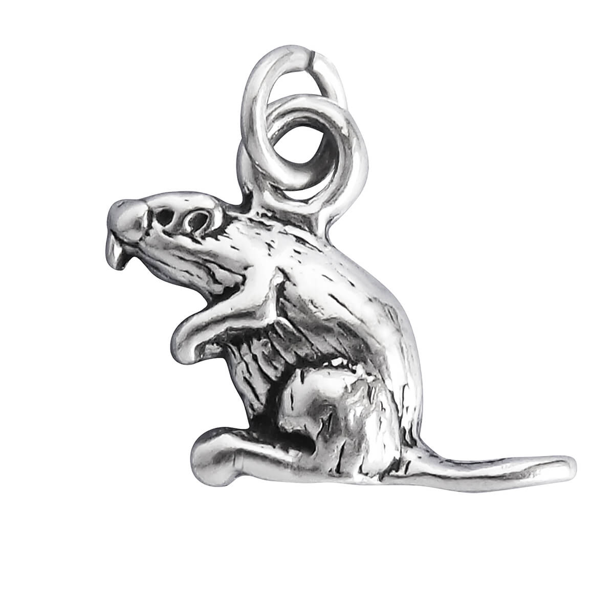 Beaver charm sterling silver on white background