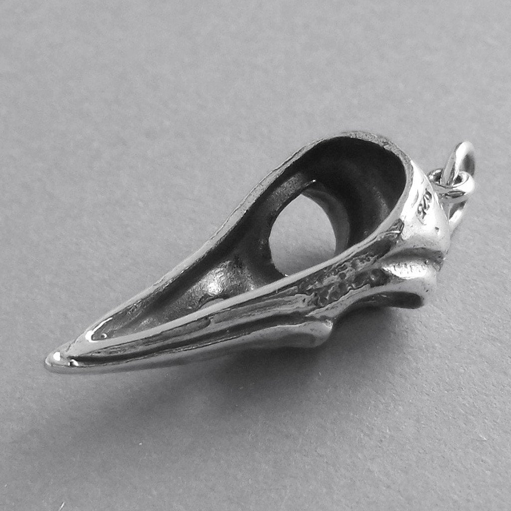 silver bird skull pendant