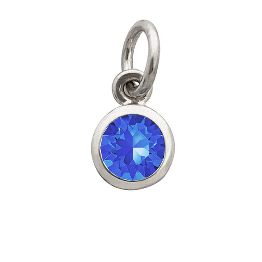 September crystal birthstone charm in sterling silver