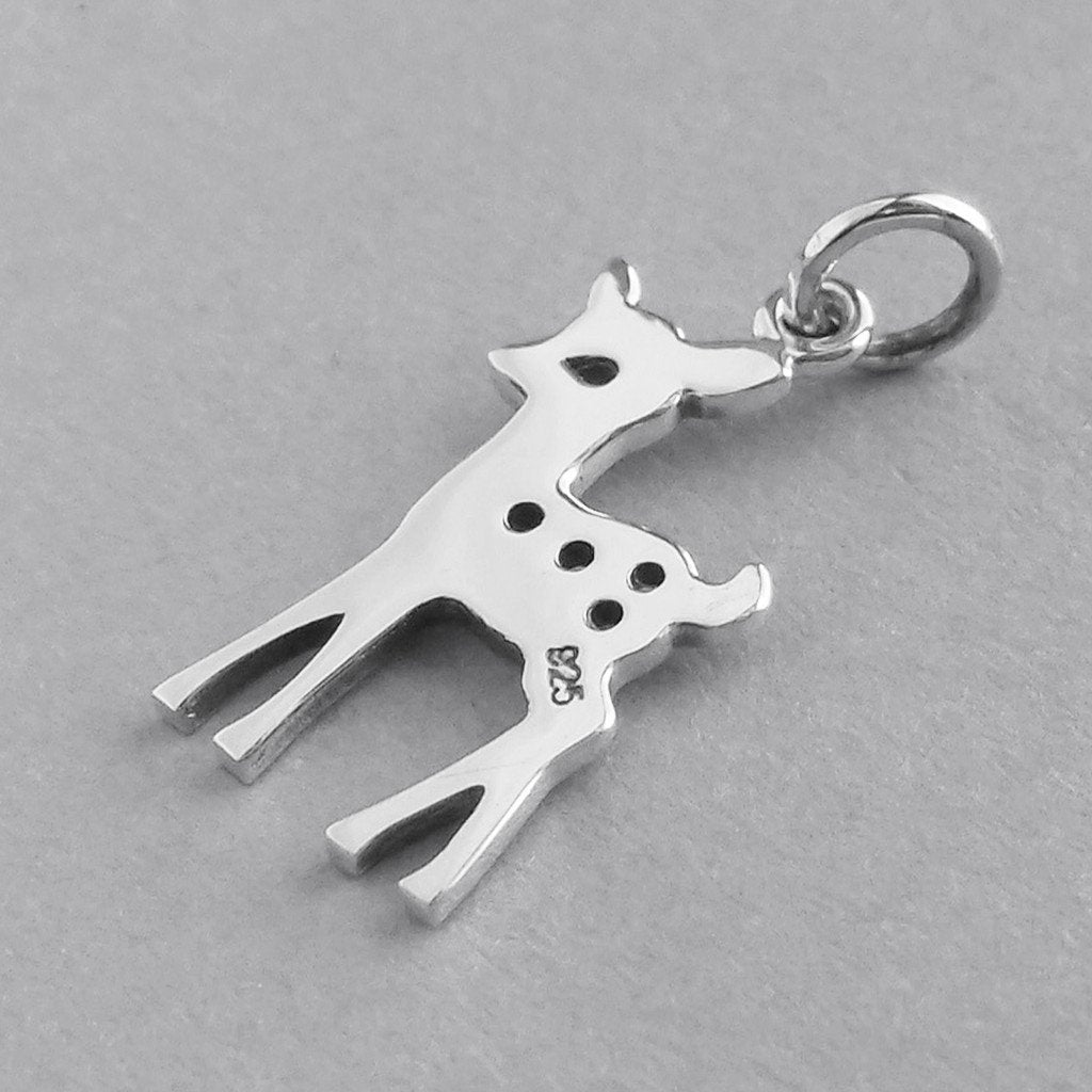 Deer Fawn Charm Sterling Silver Animal Pendant | Charmarama