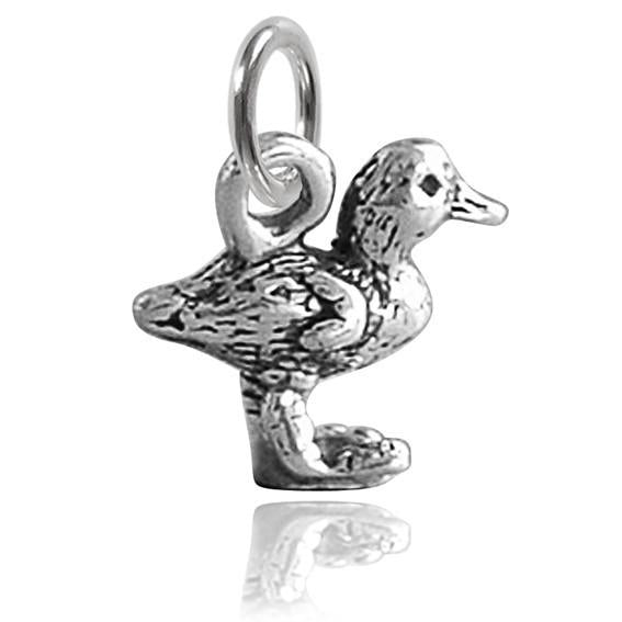 Sterling Silver Duckling Charm on a white background