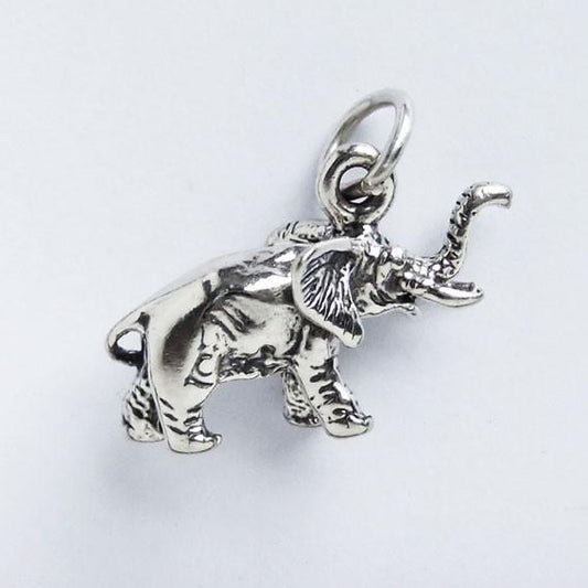 Sterling silver elephant charm on a white background