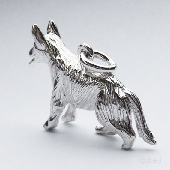 Alsatian German Shepherd Dog Charm Silver or Gold Pendant