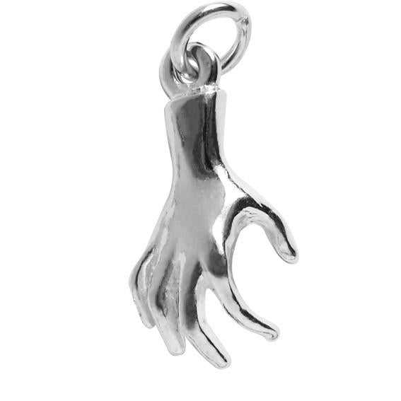 Sterling Silver Human Hand Charm on white background