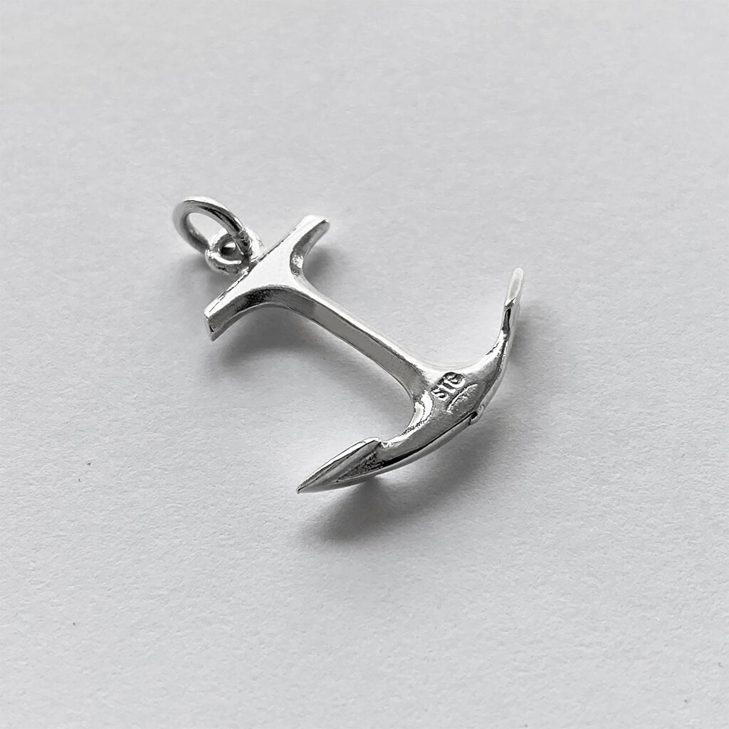 sterling silver modern anchor pendant