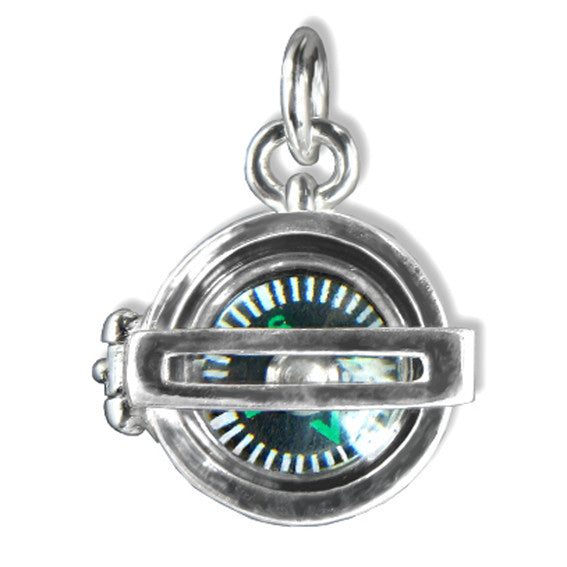 Working Compass Charm Pendant in Sterling Silver or Gold