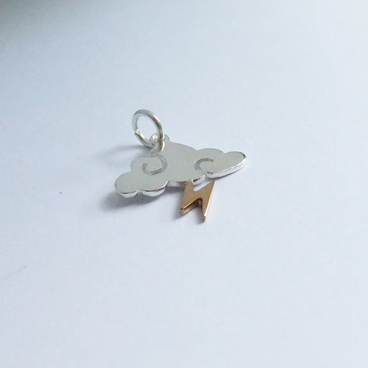 sterling silver cloud charm with lightning