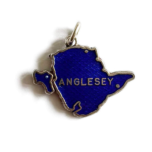 Anglesey map charm in sterling silver and enamel