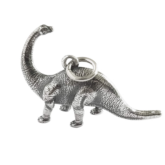 Brontosaurus Dinosaur Charm in Sterling Silver