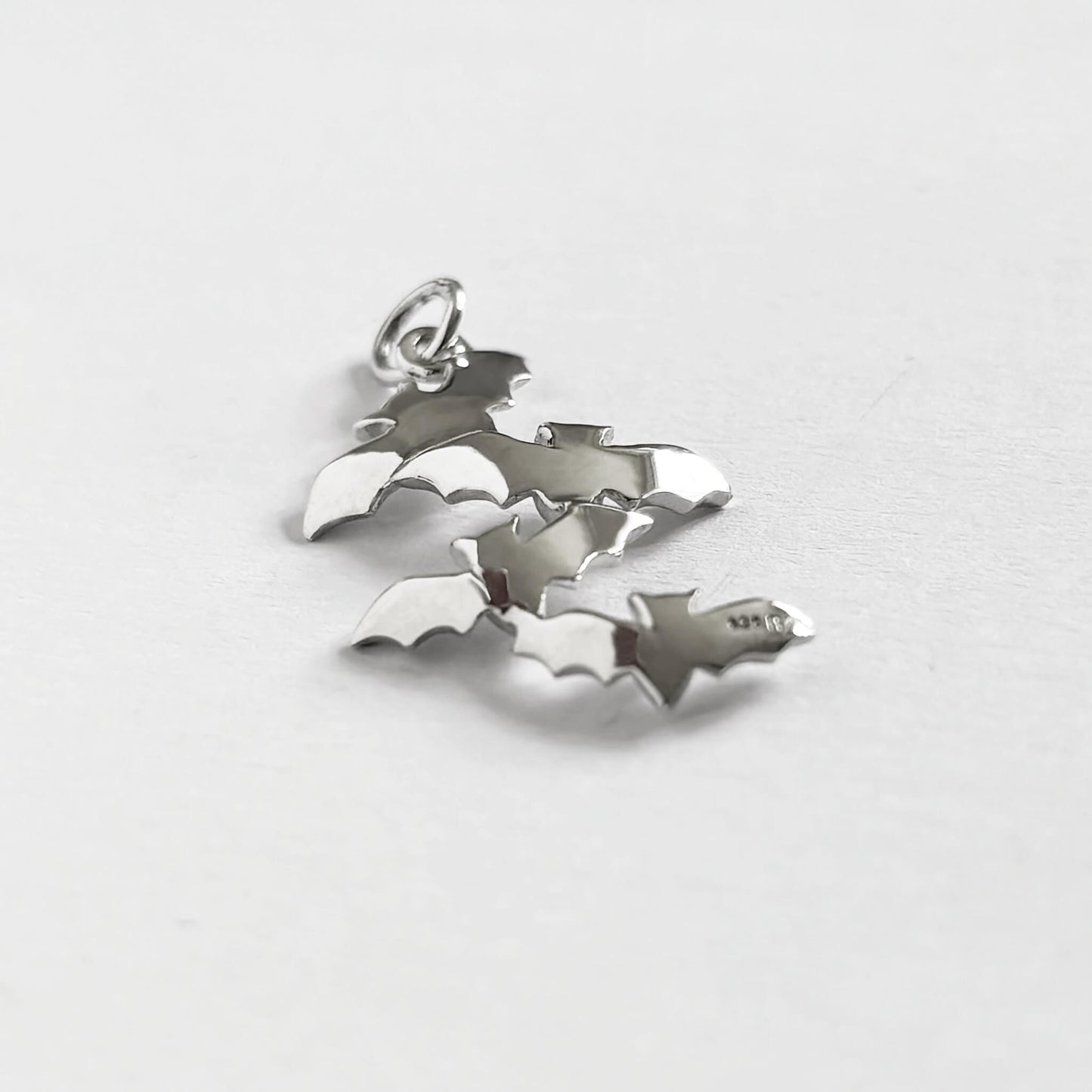 Flock of bats charm sterling silver pendant