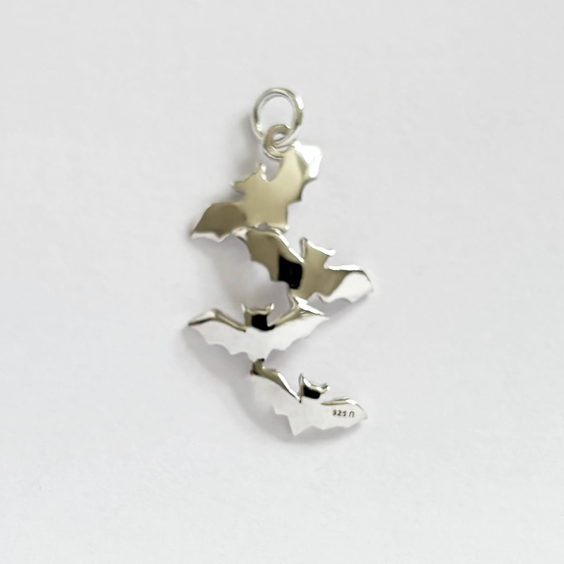 Colony of flying bats charm sterling silver pendant