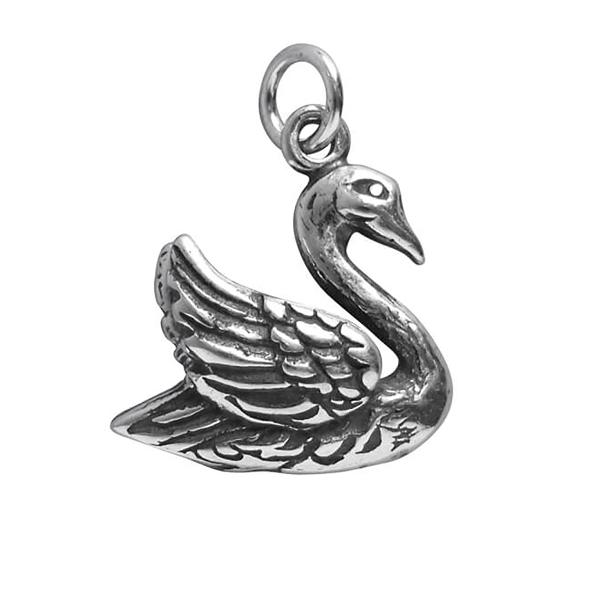 Swan bird charm 925 sterling silver pendant | Charmarama