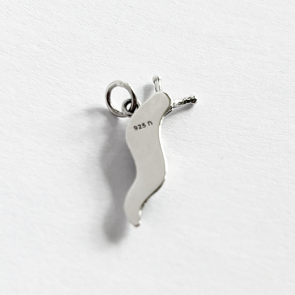 Sterling silver slug charm underside