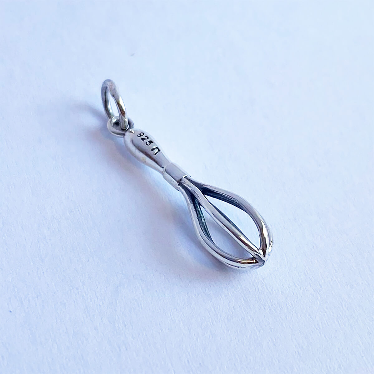 Egg whisk charm sterling silver pendant