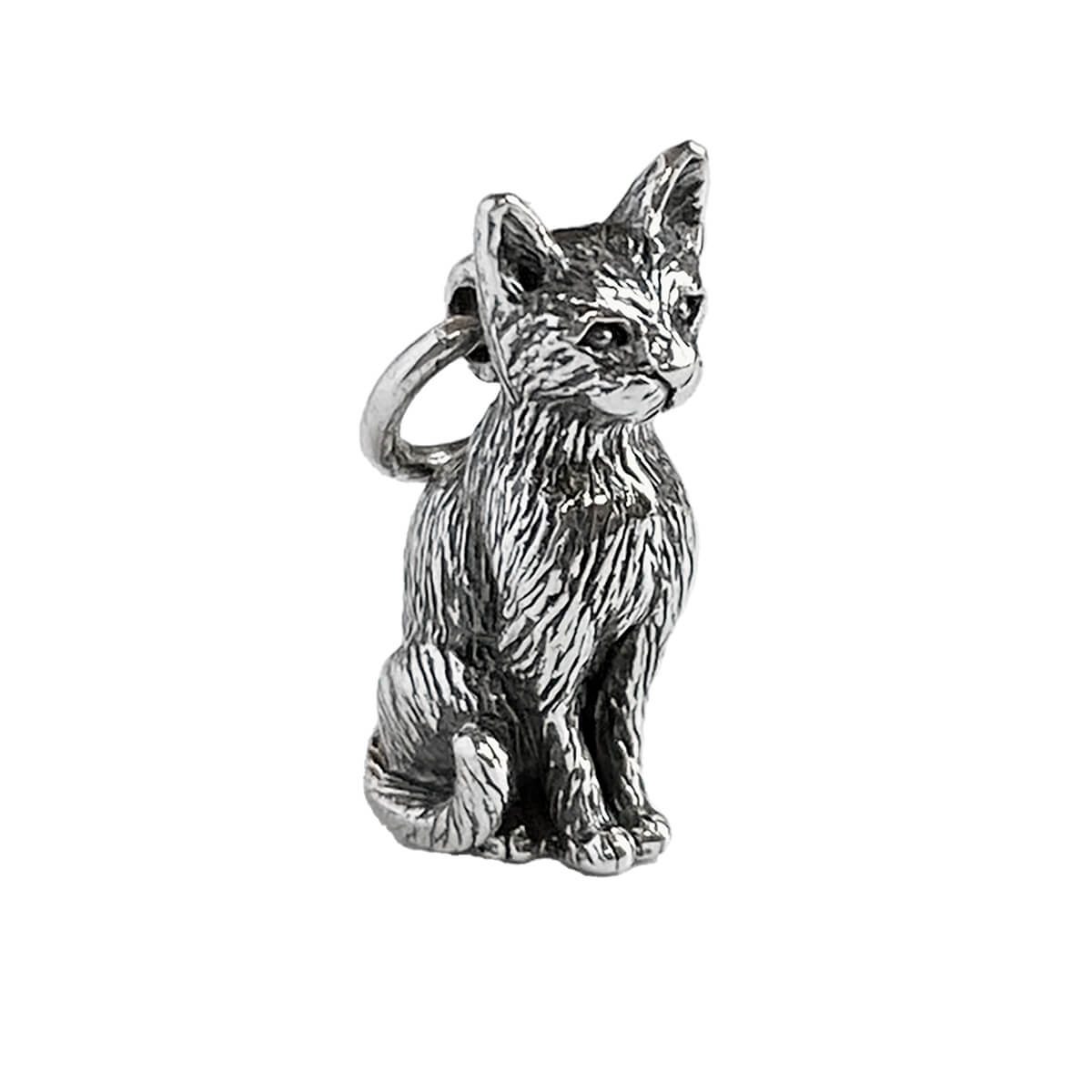Sterling silver sitting cat charm