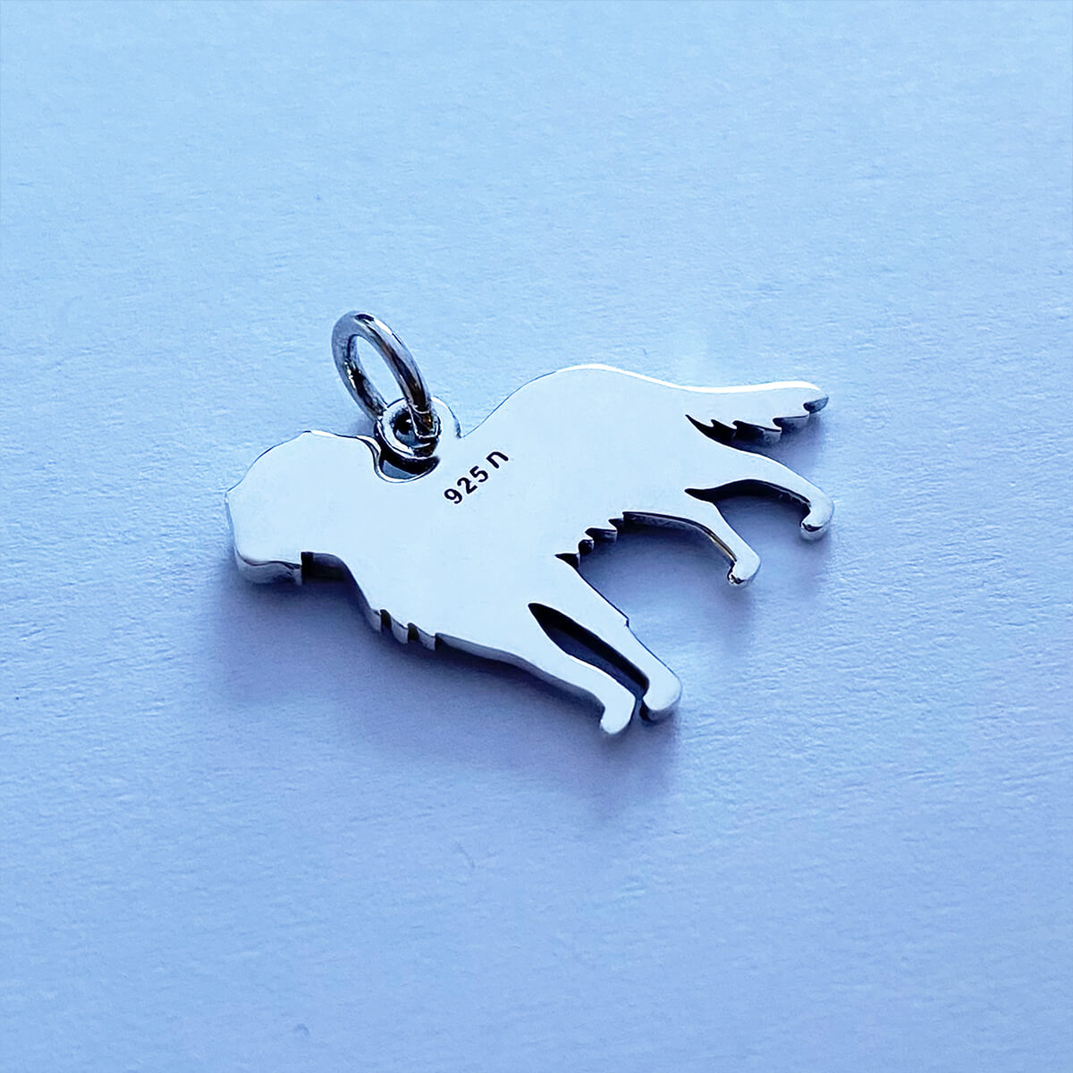 Sterling silver golden retriever dog charm reverse from Charmarama charms