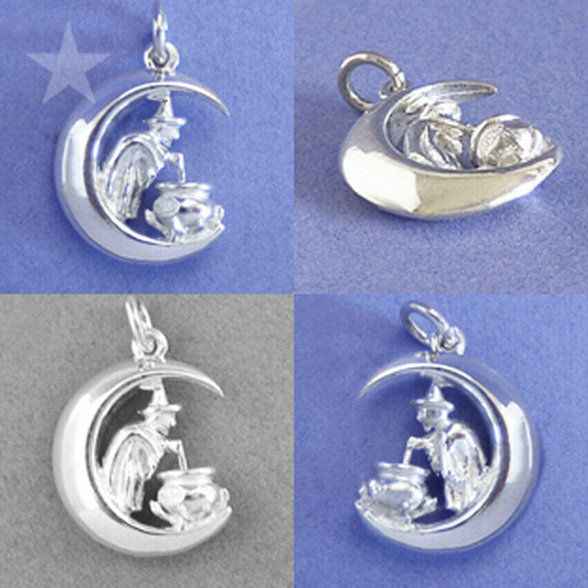 Witch on Moon Charm