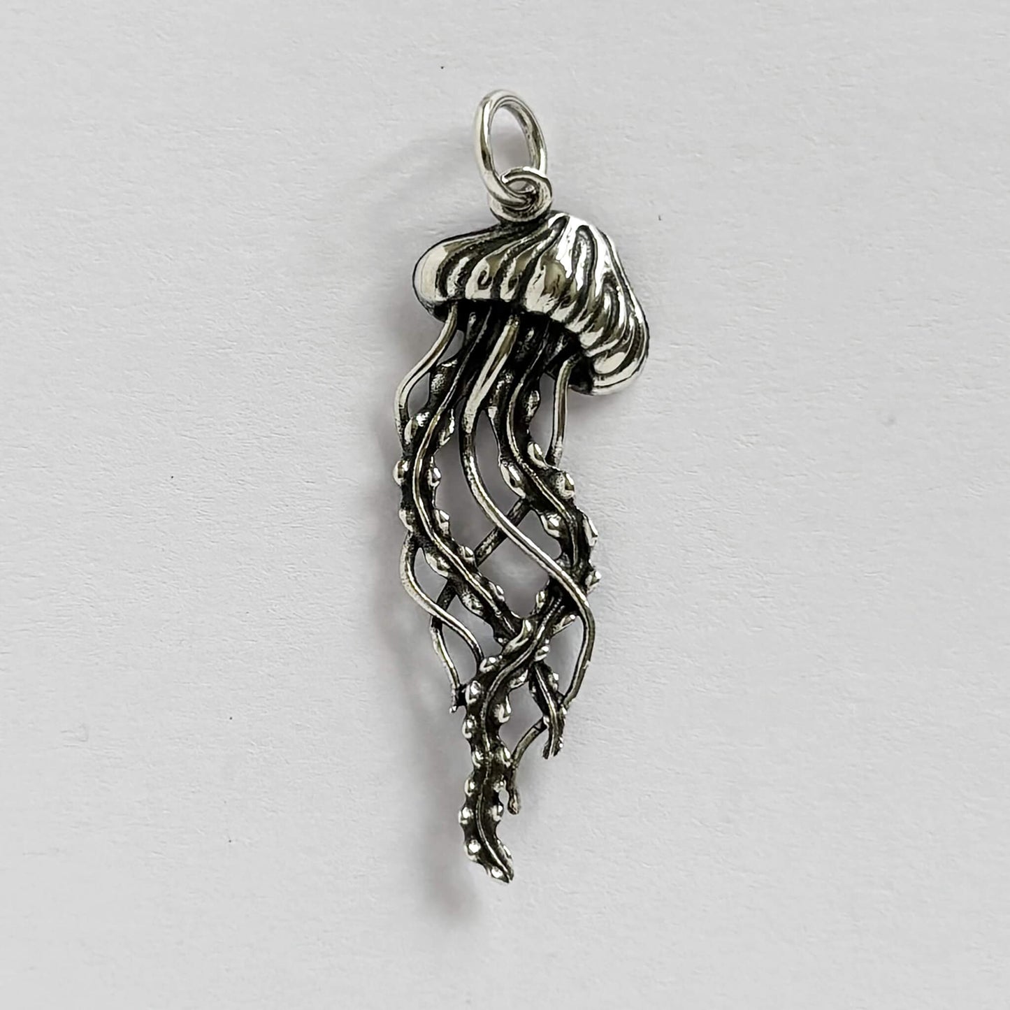 Realistic jellyfish charm solid .925 sterling silver from Charmarama Charms