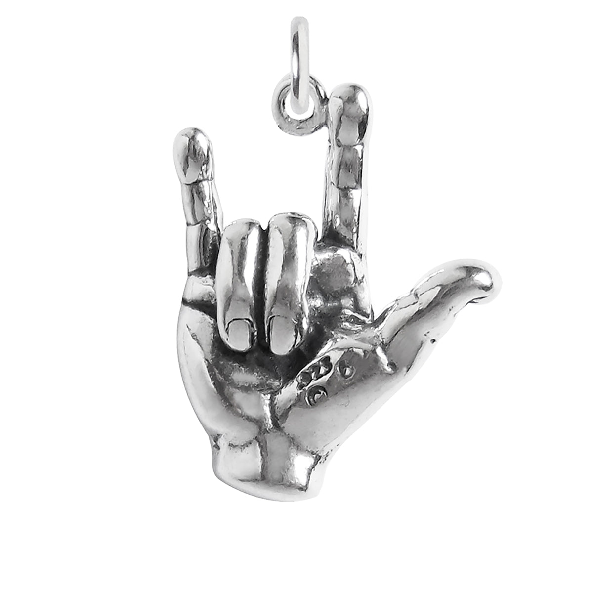 Sterling silver I love you hand sign charm pendant