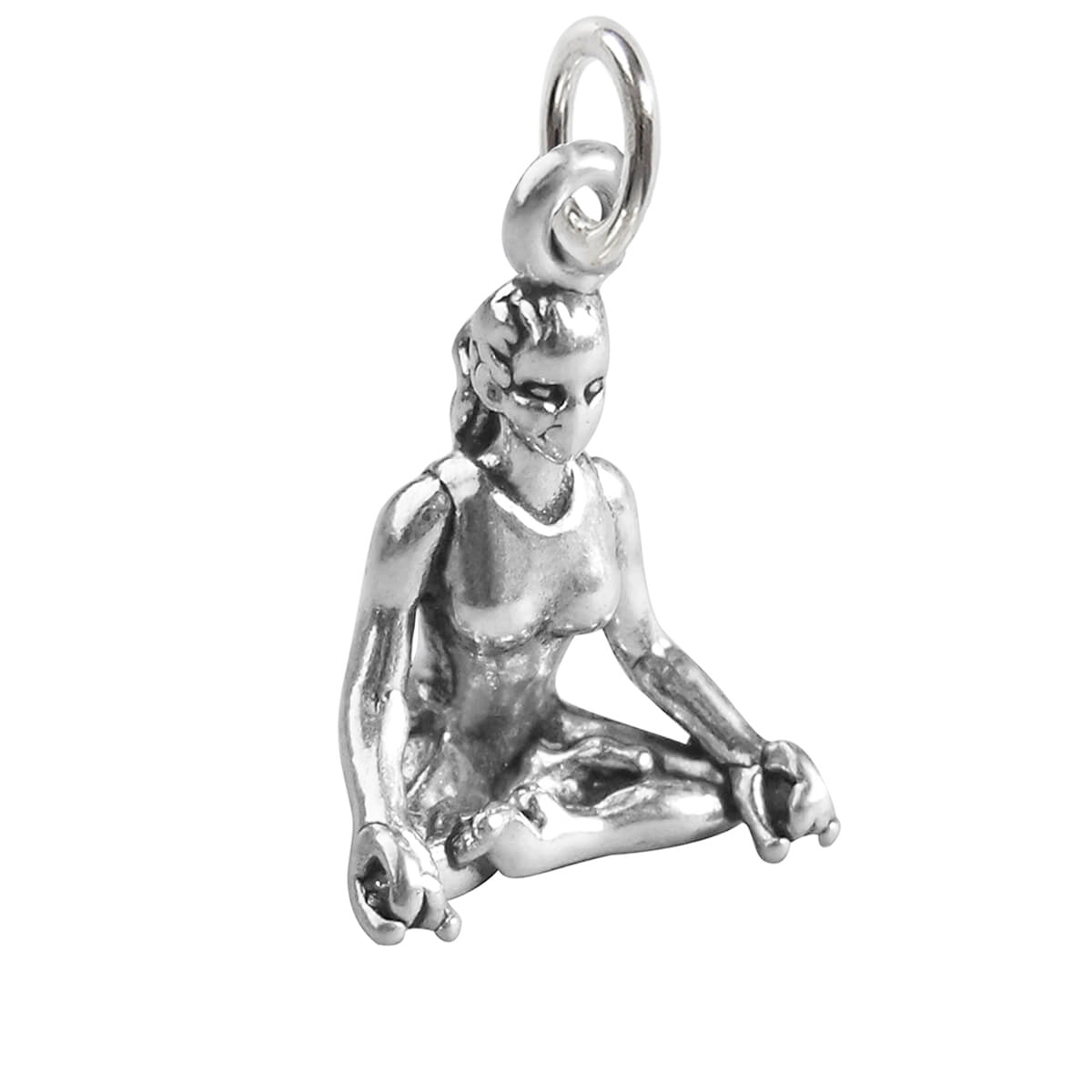 Sterling silver yoga charm lotus position pendant