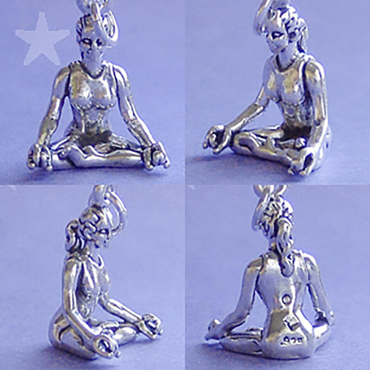 Charmarama sterling silver yoga charm lotus position pendant