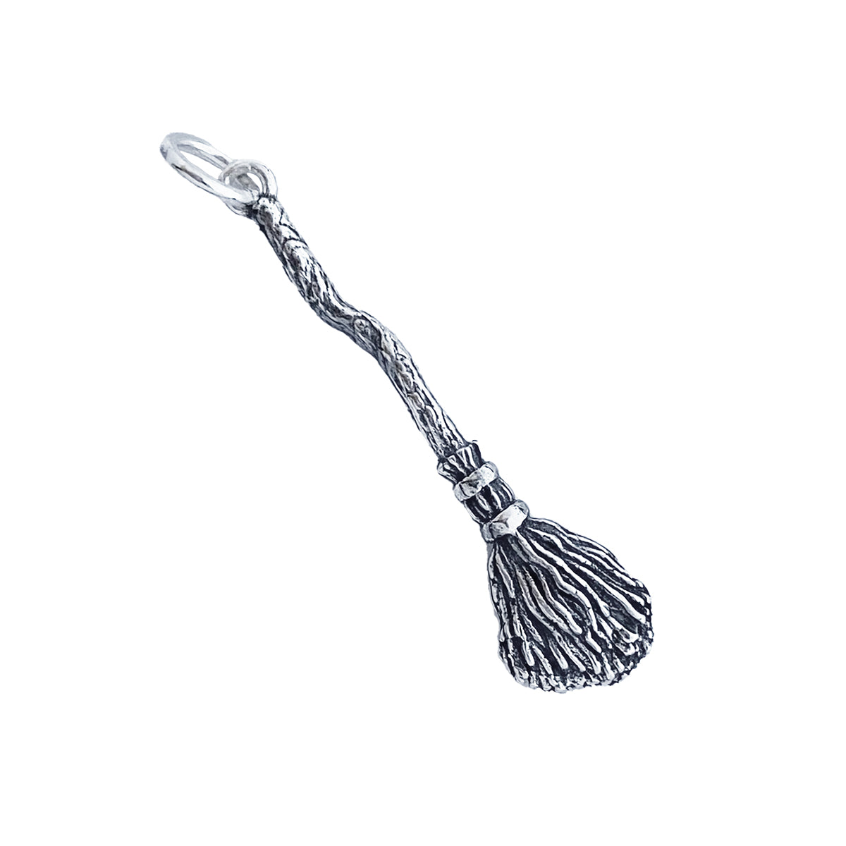 Sterling silver broom charm or pendant