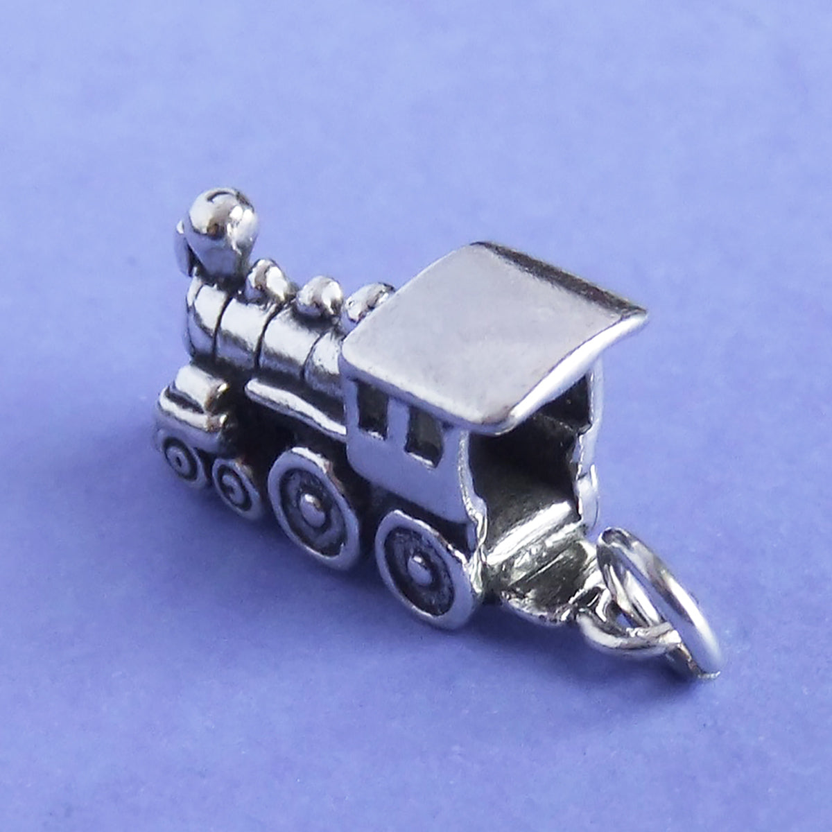Locomotive Train Engine Charm Sterling Silver Pendant | Charmarama
