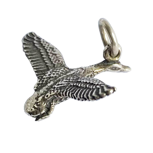 Vintage silver flying duck charm