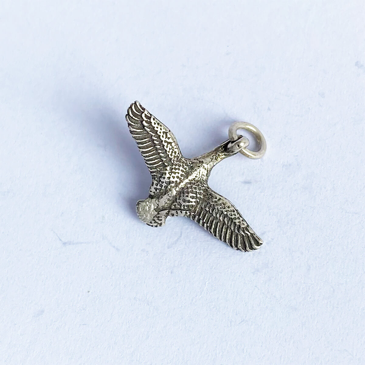 3 Dimensional silver flying duck charm