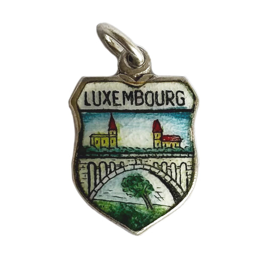 Luxembourg Travel Shield Charm VINTAGE Silver