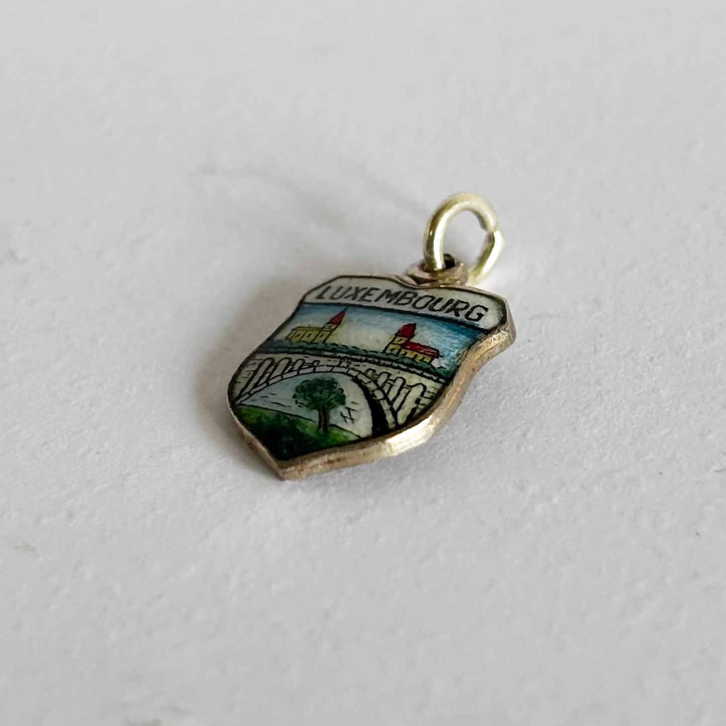 Luxembourg Travel Shield Charm VINTAGE Silver