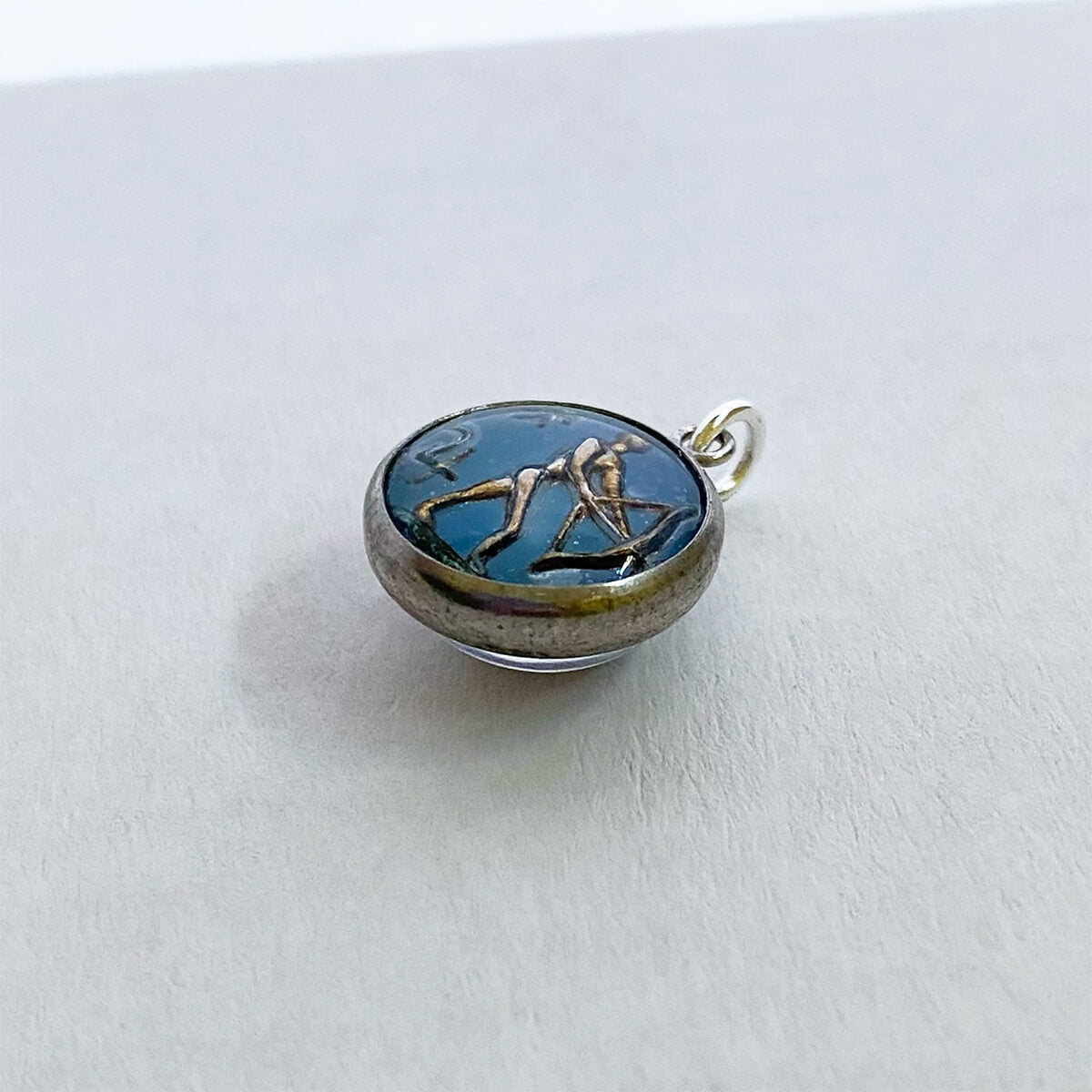 Vintage Cabochon Crystal Intaglio Charm Sagittarius Zodiac Pendant from Charmarama Charms