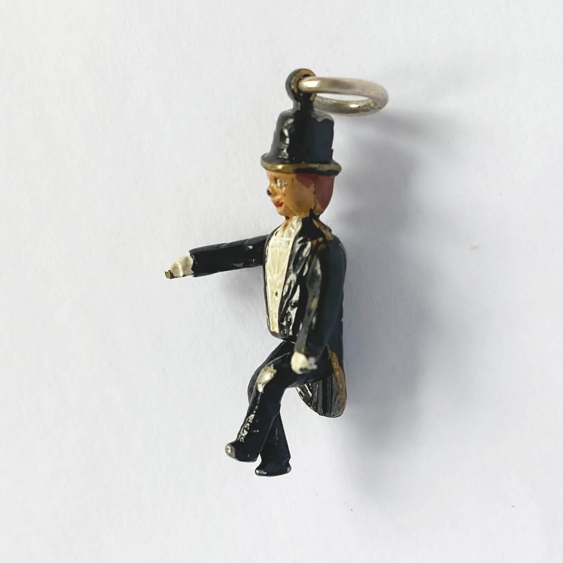 Vintage charm of a man in a top hat and suit on a white background