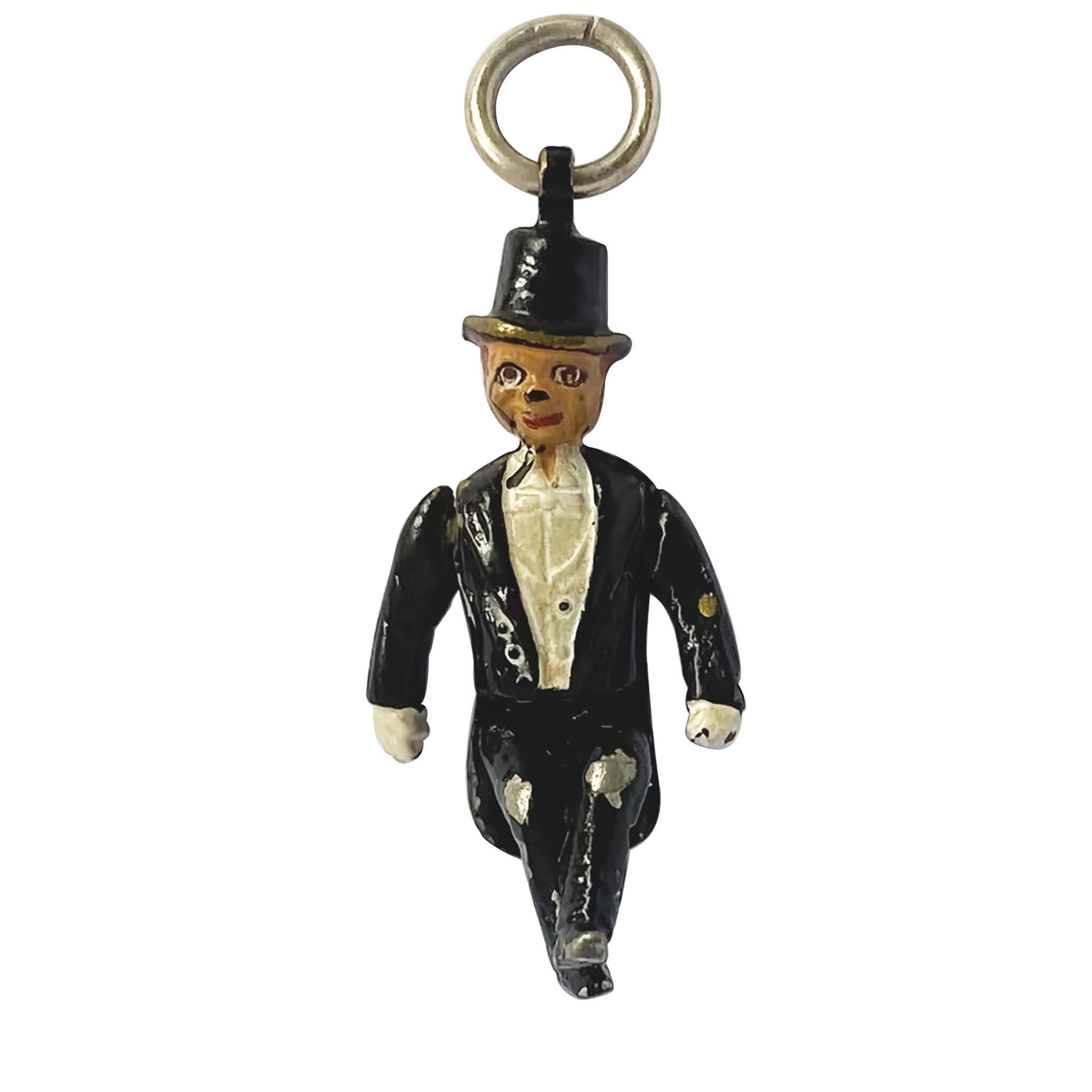 Charlie McCarthy ventriloquist dummy charm with enamel on a white background