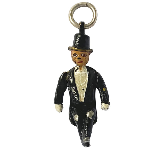 Charlie McCarthy ventriloquist dummy charm with enamel on a white background