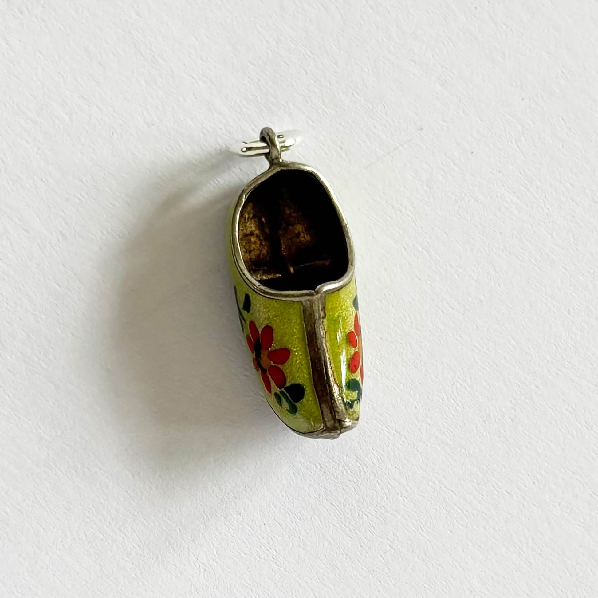 Vintage silver and enamel Netherlands clog charm